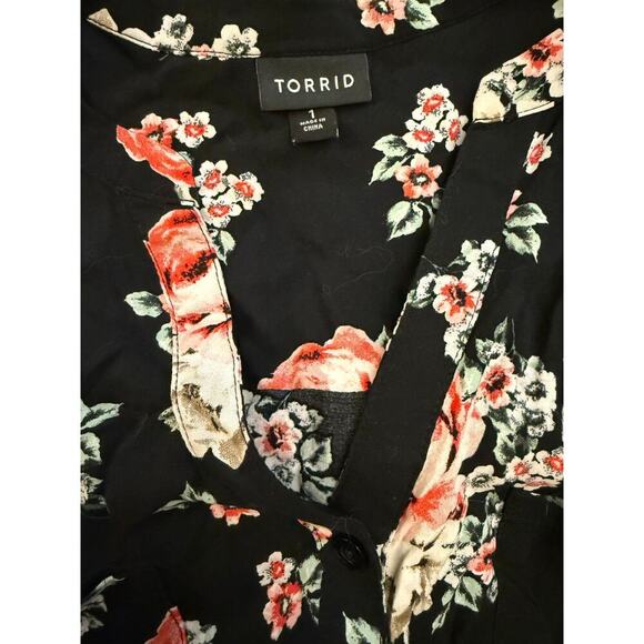 EUC Torrid Floral Pattern Long Sleeve Tunic Top Torrid Size 1 or US 16 - Picture 5 of 7
